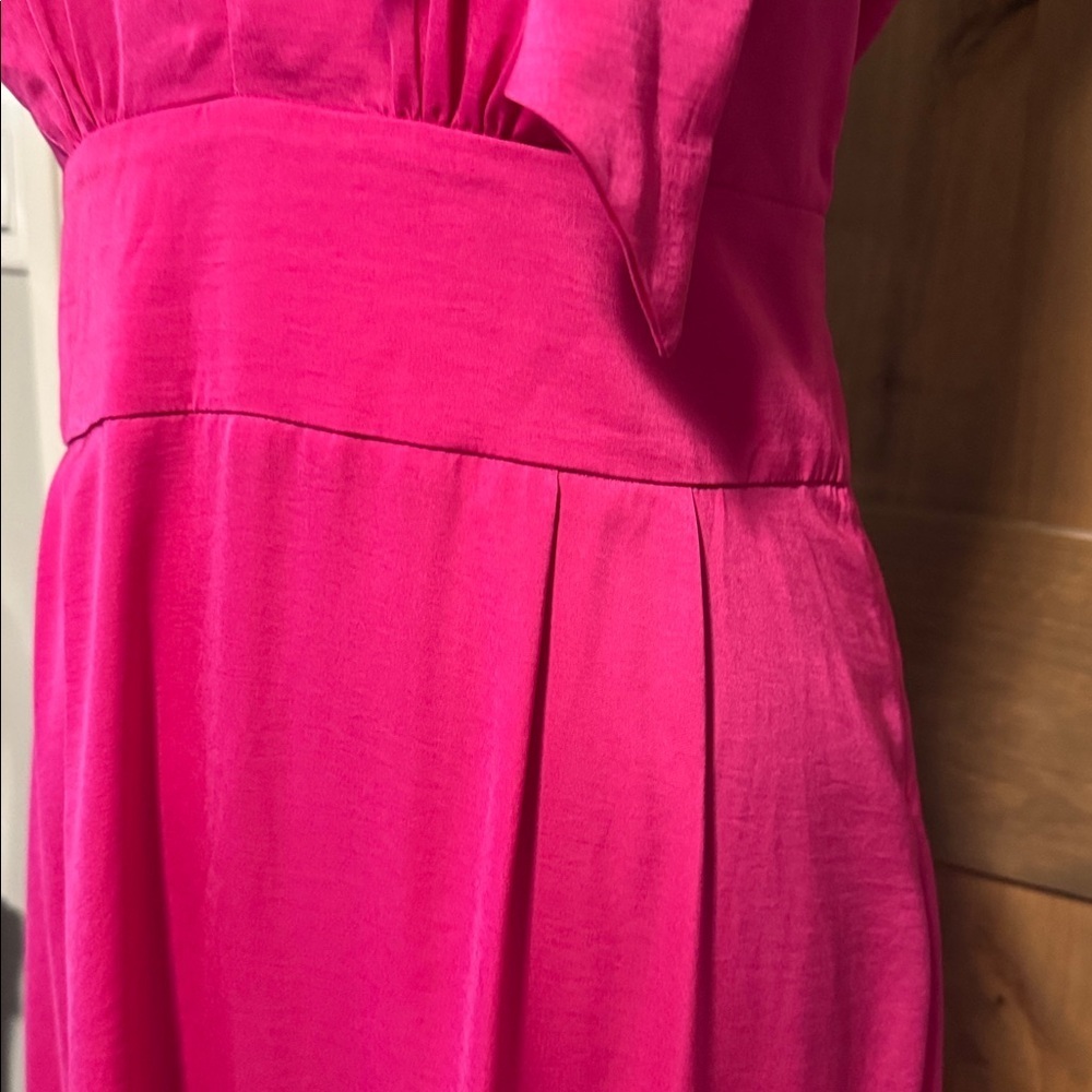 NWT BANANA REPUBLIC Pink Halter Tie Maxi Dress Women 6P Cocktail Silky Deep V - Picture 7 of 15